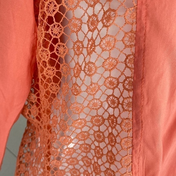 SOLITAIRE boho eyelet boho crochet tunic top orange size S - Picture 8 of 11